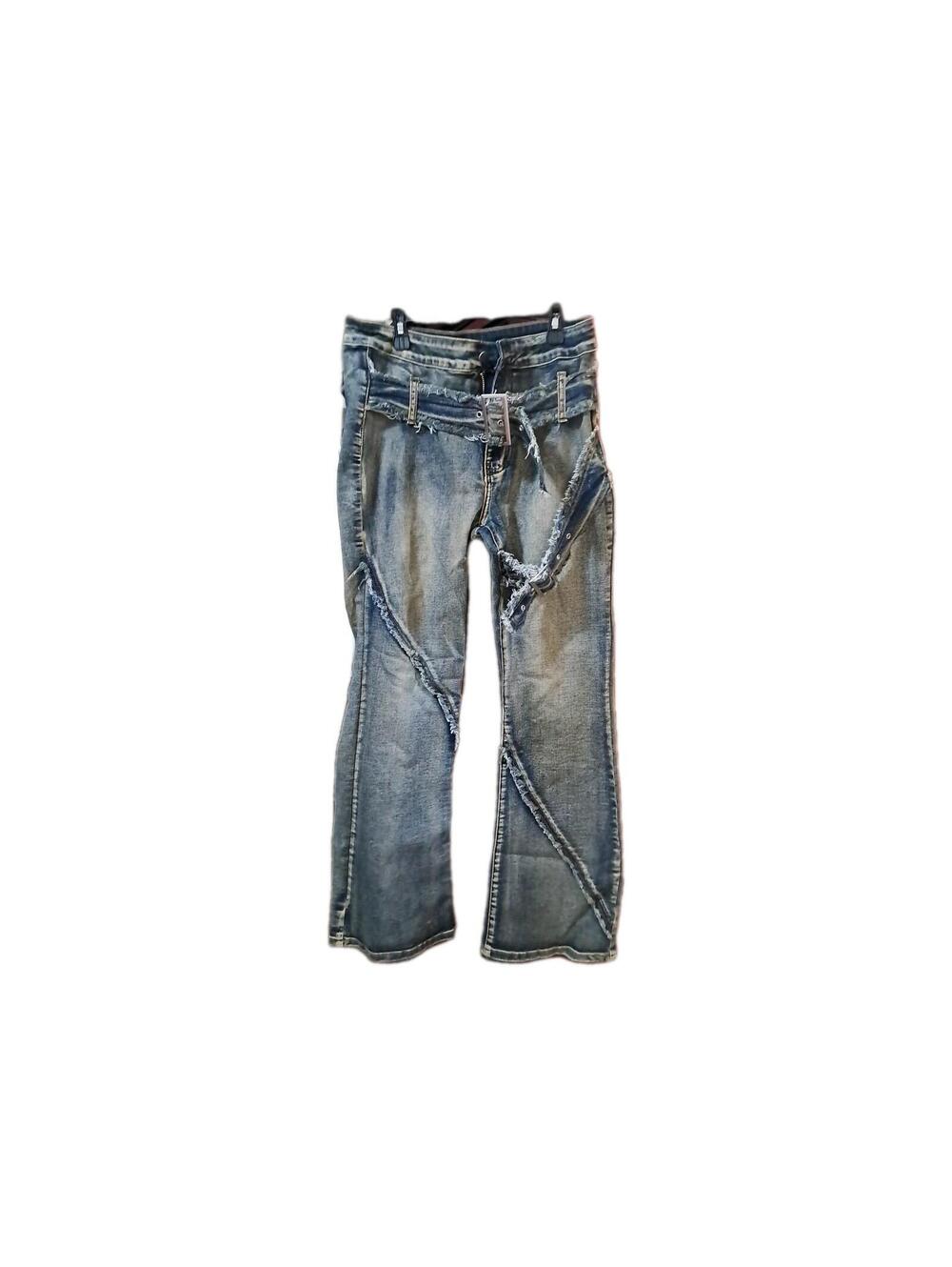 Nwot Hot! Y2k Inspired Distress Grunge Goth Denim Jeans Punk Size L Female Pants
